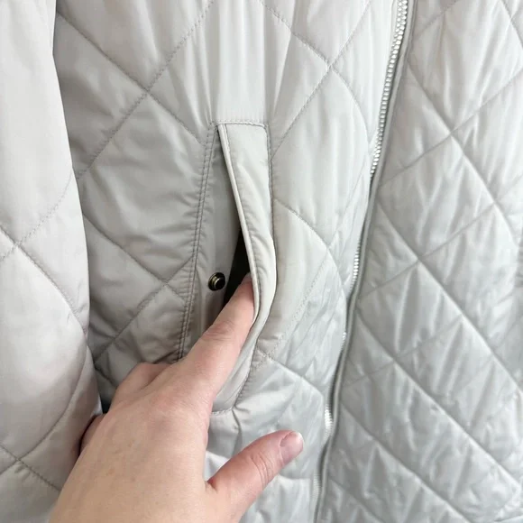 Massimo Dutti Longline Quilted Jacket Cream Sz S - Picture 5 of 14